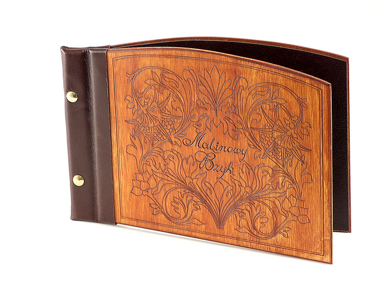 Menu card 052 - laser engraving on the whole surface of cover