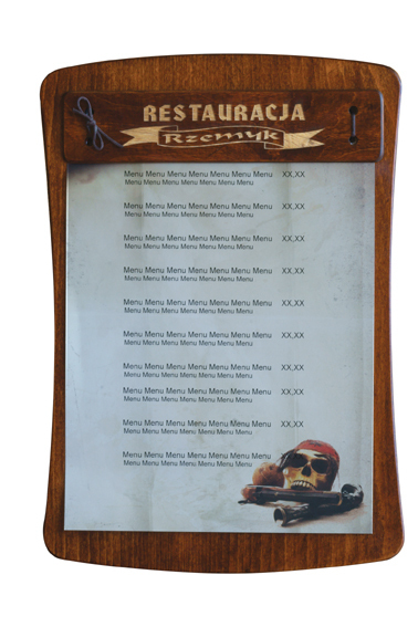 Menu card No. 342 -  Wooden card model Sieded with engraved logo