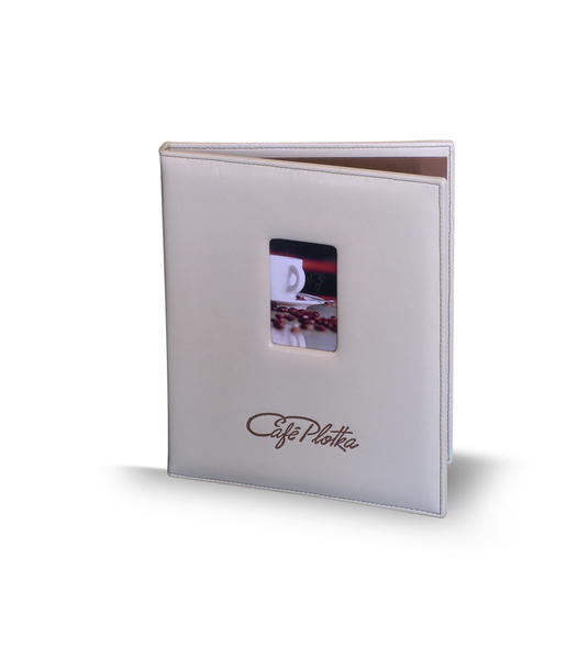 Menu card 063 - eco leather with brown embossing