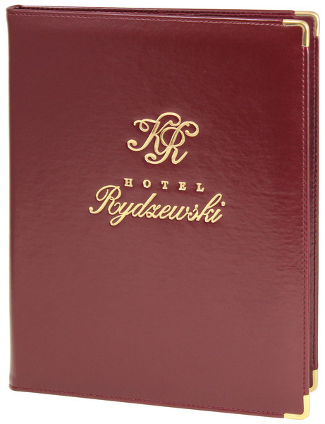 Menu card No. 425 - model PRESTIGE with golden decorative metal corners