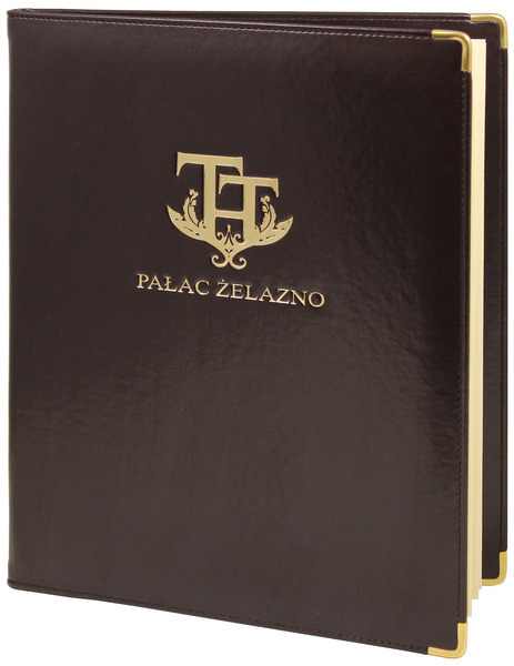 Menu card No. 428 - model PRESTIGE with golden decorative metal corners