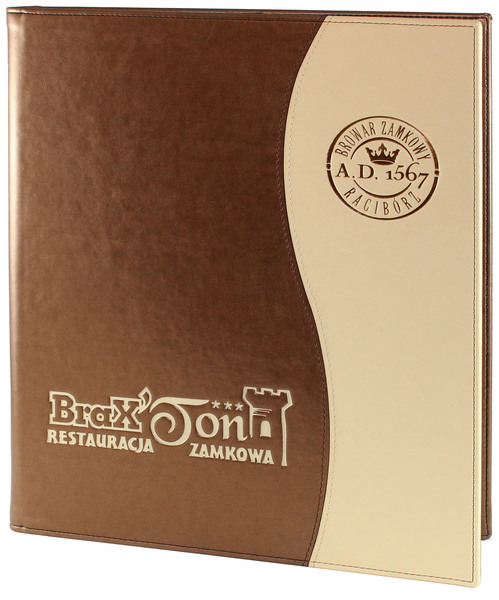 Menu card No. 454 menu Prestige made of eco leather, combination of two colours of eco leather