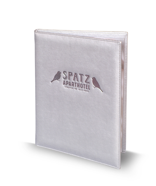 Menu card 078 - black embossing on silver eco leather